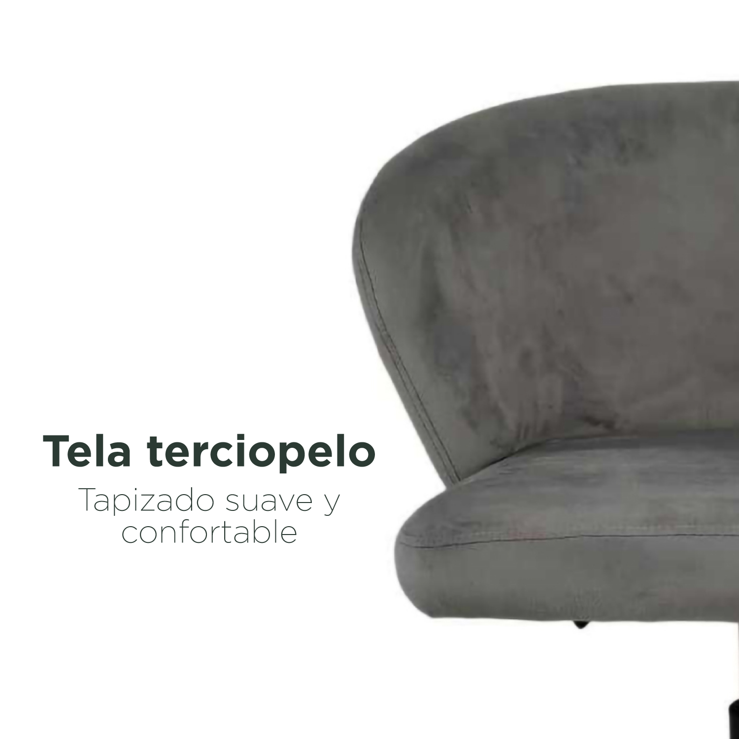 Foto 5 pulgar | Silla De Oficina Top Living Pinoquio De Terciopelo Gris Oscuro