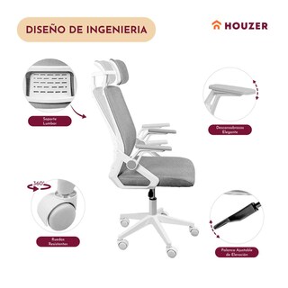 Foto 5 | Set Escritorio Blanco Repisas + Silla Ergonómica Ejecutiva Rack & Pack