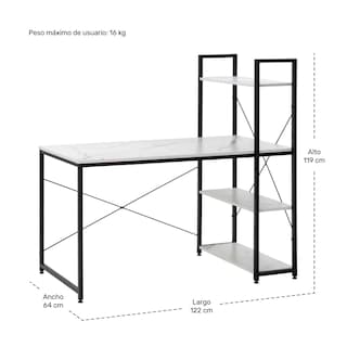 Foto 6 | Set Escritorio Blanco Repisas + Silla Ergonómica Ejecutiva Rack & Pack
