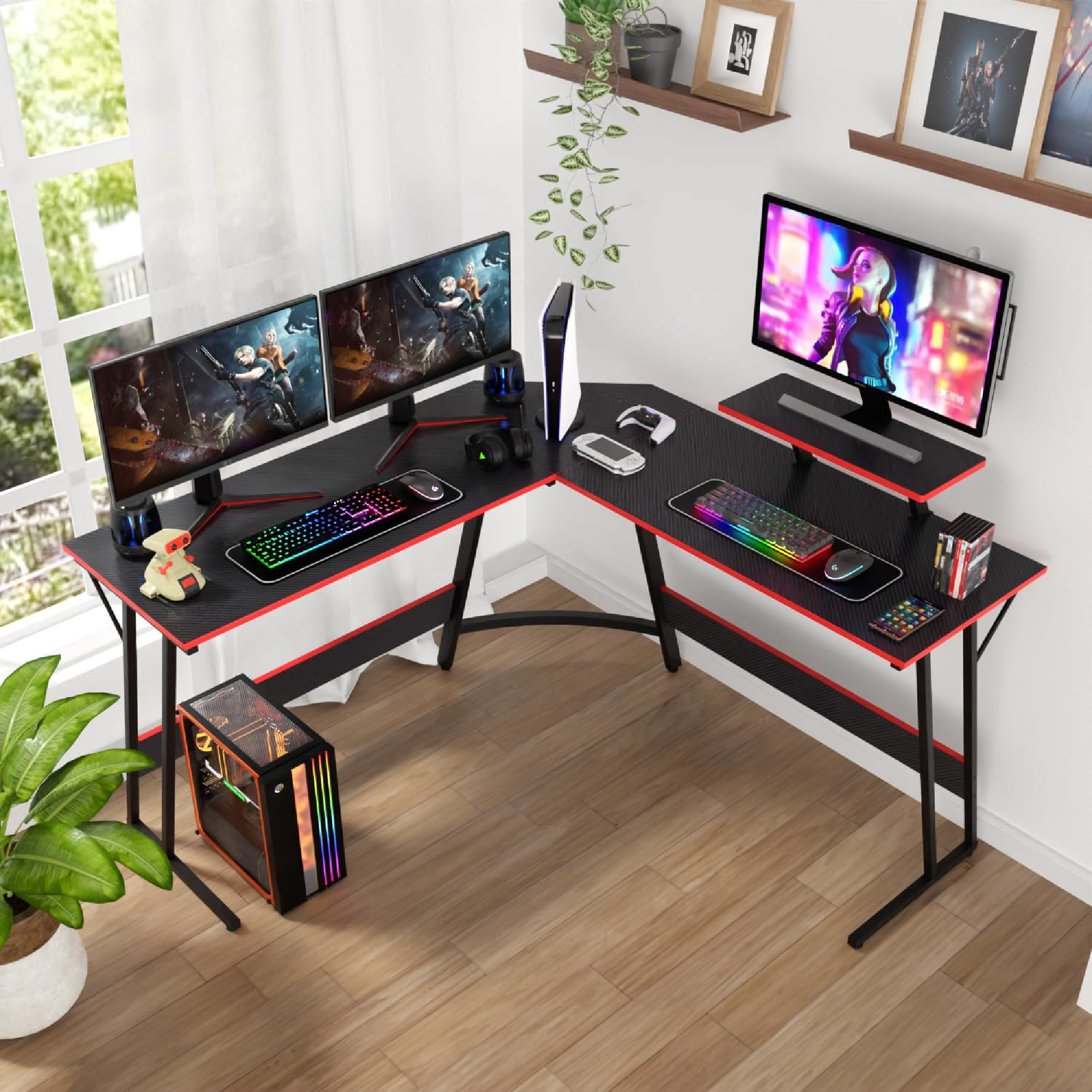 Escritorio Gamer En Forma De L Titano Nova Color Negro