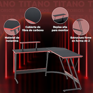 Foto 2 | Escritorio Gamer En Forma De L Titano Nova Color Negro