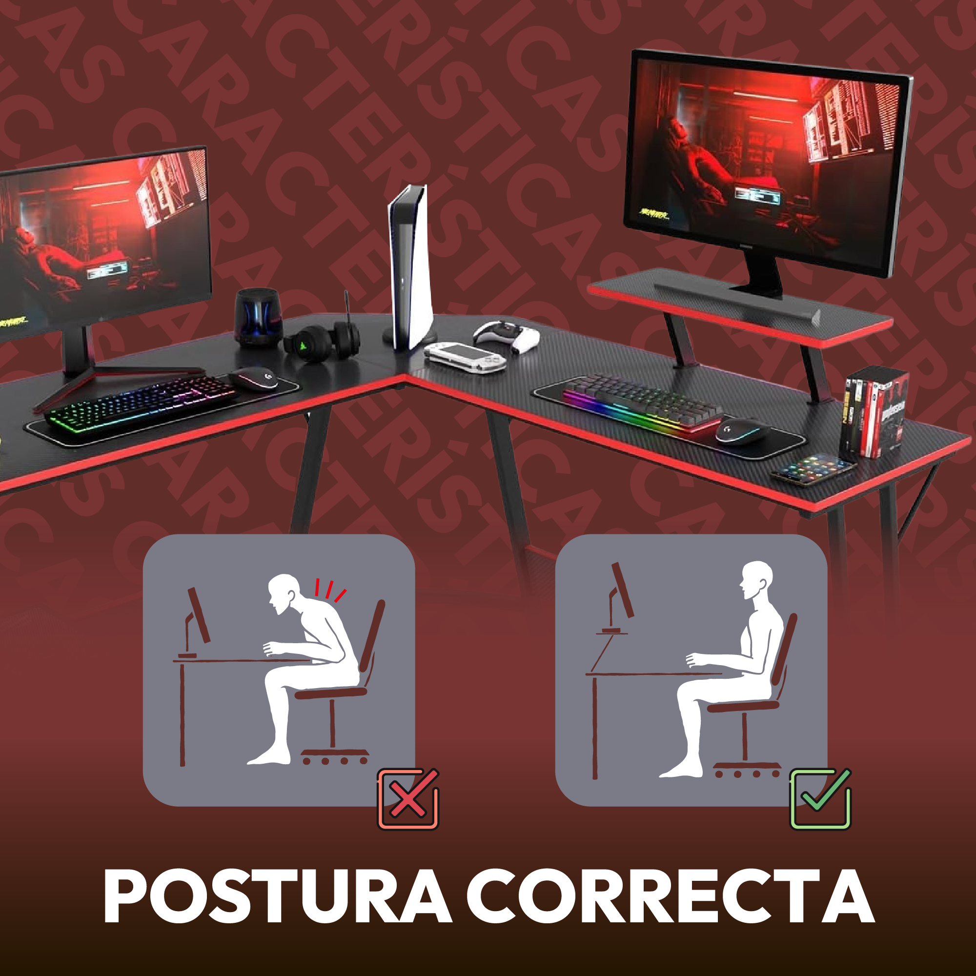 Foto 6 pulgar | Escritorio Gamer En Forma De L Titano Nova Color Negro