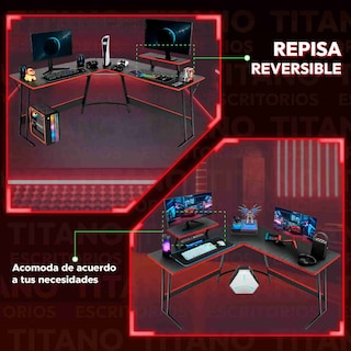 Foto 8 | Escritorio Gamer En Forma De L Titano Nova Negro