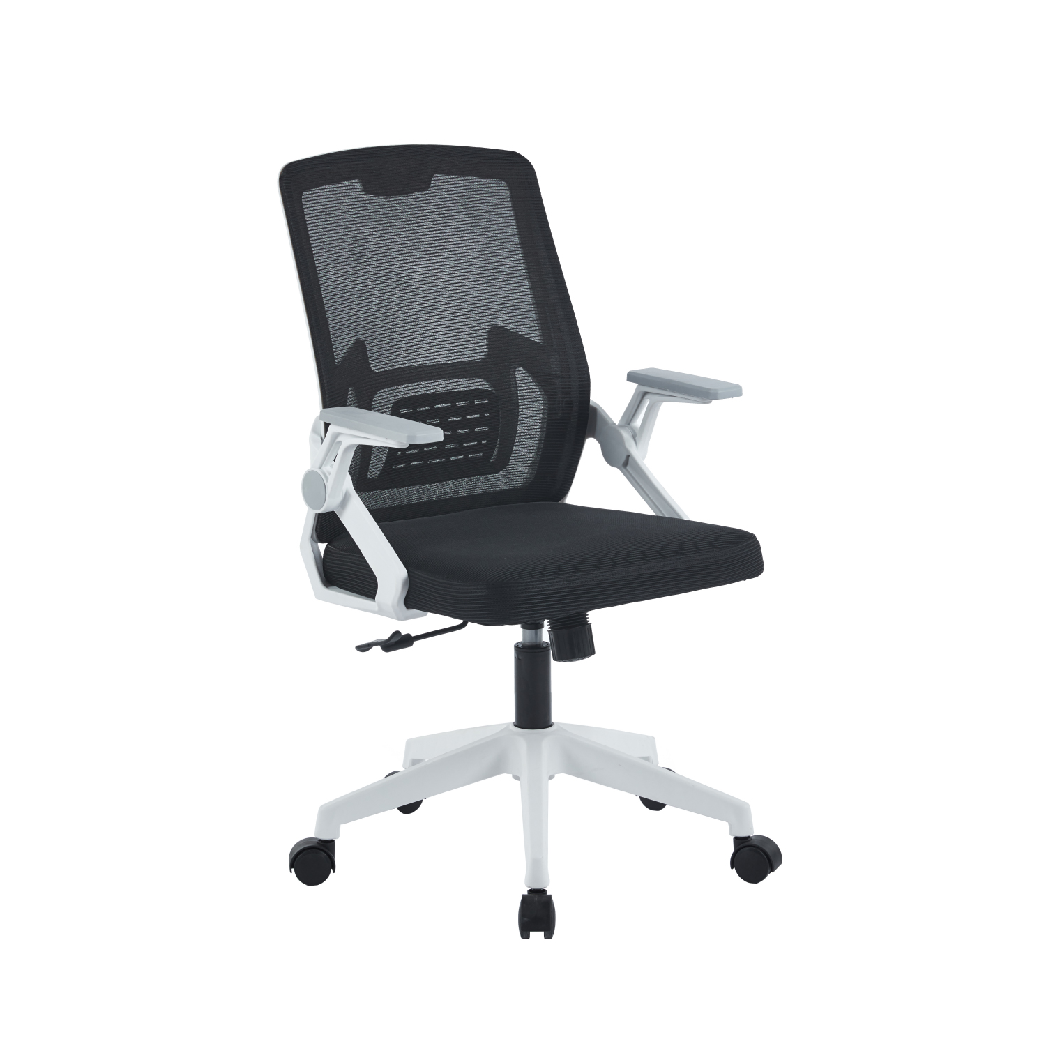 Silla De Oficina Ergonomus Sill-f2b Con Brazos Abatibles Color Blanco Y Negro