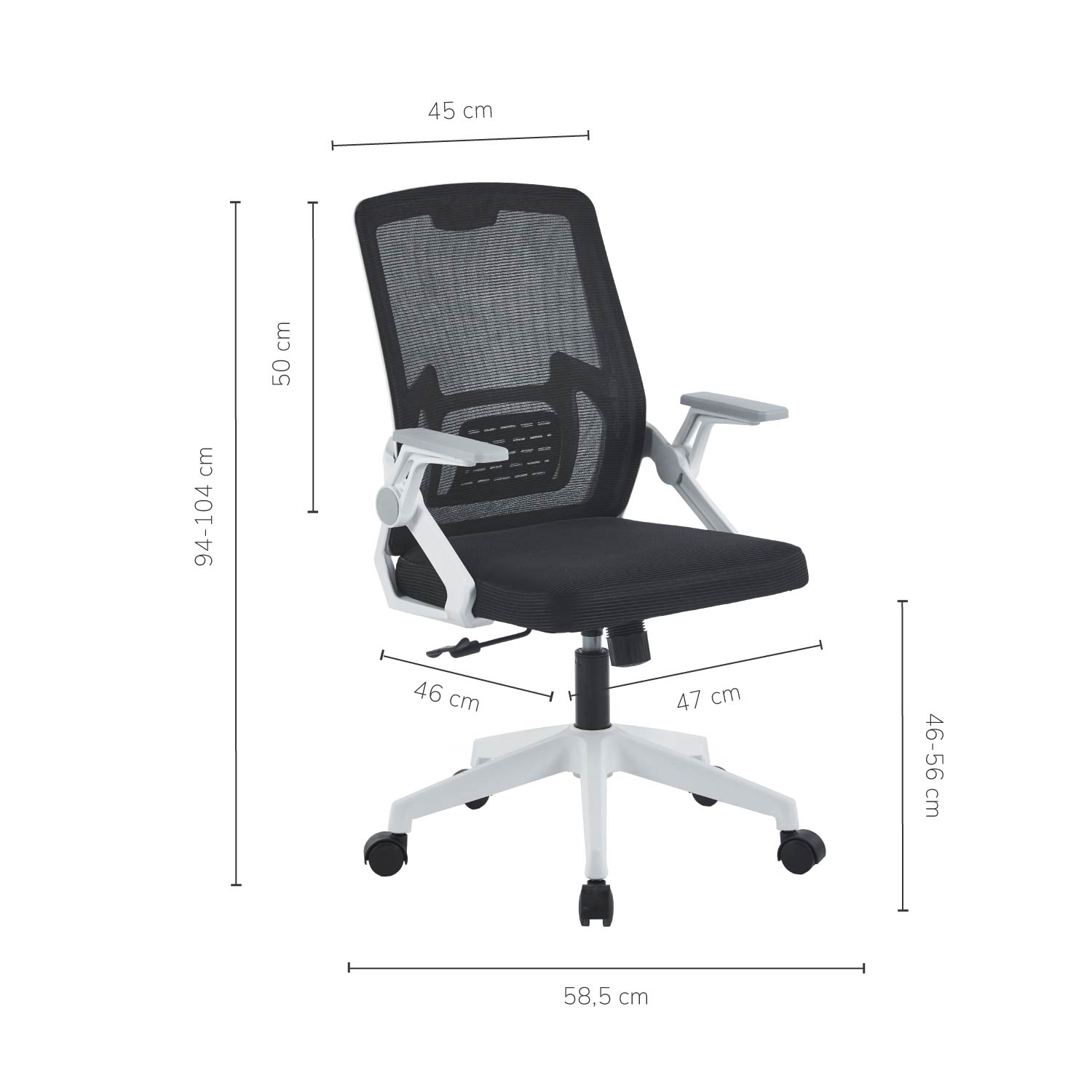 Foto 4 pulgar | Silla De Oficina Ergonomus Sill-f2b Con Brazos Abatibles Color Blanco Y Negro