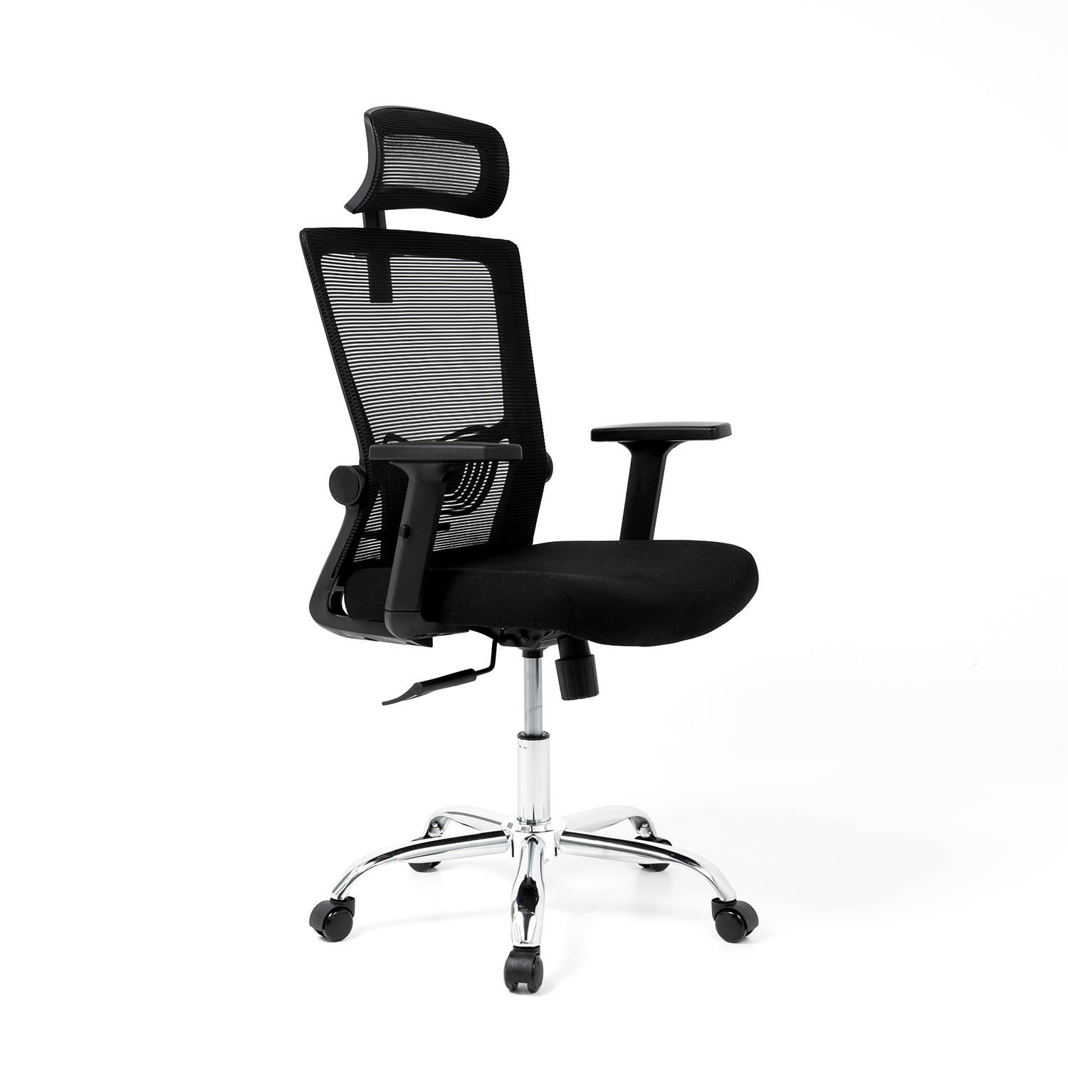 Silla De Oficina Ergonómica Ergonomus Con Soporte Lumbar, Cabecero Y Brazos Abatibles Color Negro