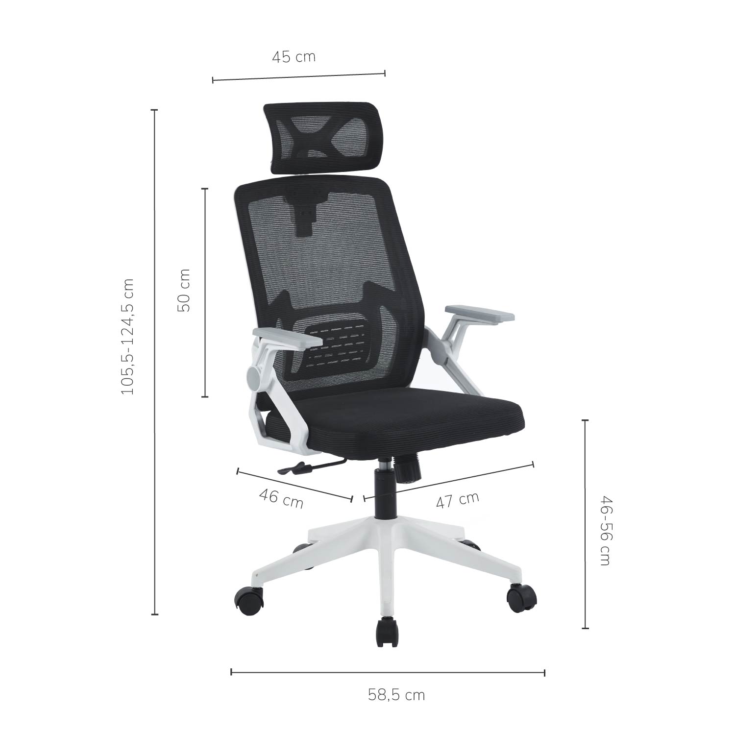 Foto 3 | Silla De Oficina Ergonomus Sill-r2b Con Brazos Abatibles Y Cabecero Ajustable Color Blanco Y Negro