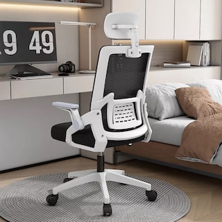 Foto 8 | Silla De Oficina Ergonomus Sill-r2b Con Brazos Abatibles Y Cabecero Ajustable Color Blanco Y Negro