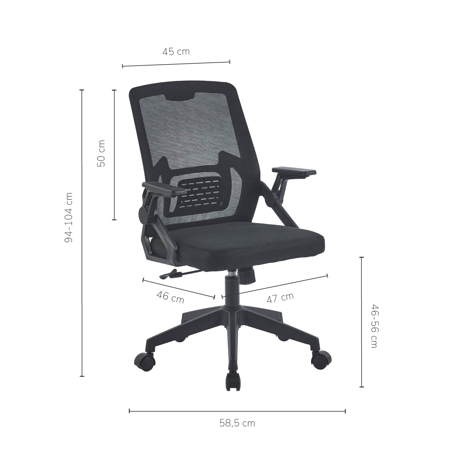 Foto 3 | Silla De Oficina Ergonomus Sill-f2n Con Brazos Abatibles Color Negro