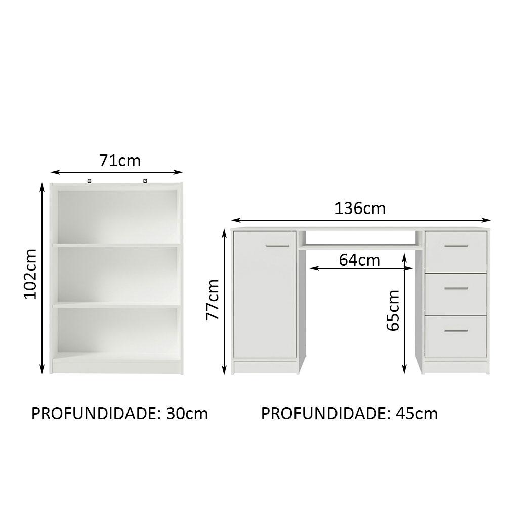 Foto 3 | Escritorio Madesa Alaska Y Librero Organizador 6907 Branco