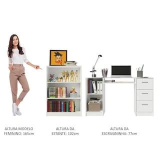 Foto 8 | Escritorio Madesa Alaska Y Librero Organizador 6907 Branco