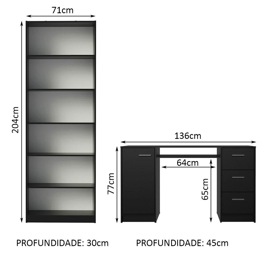Foto 3 | Escritorio Madesa Alaska Y Librero Organizador 6908 Negro