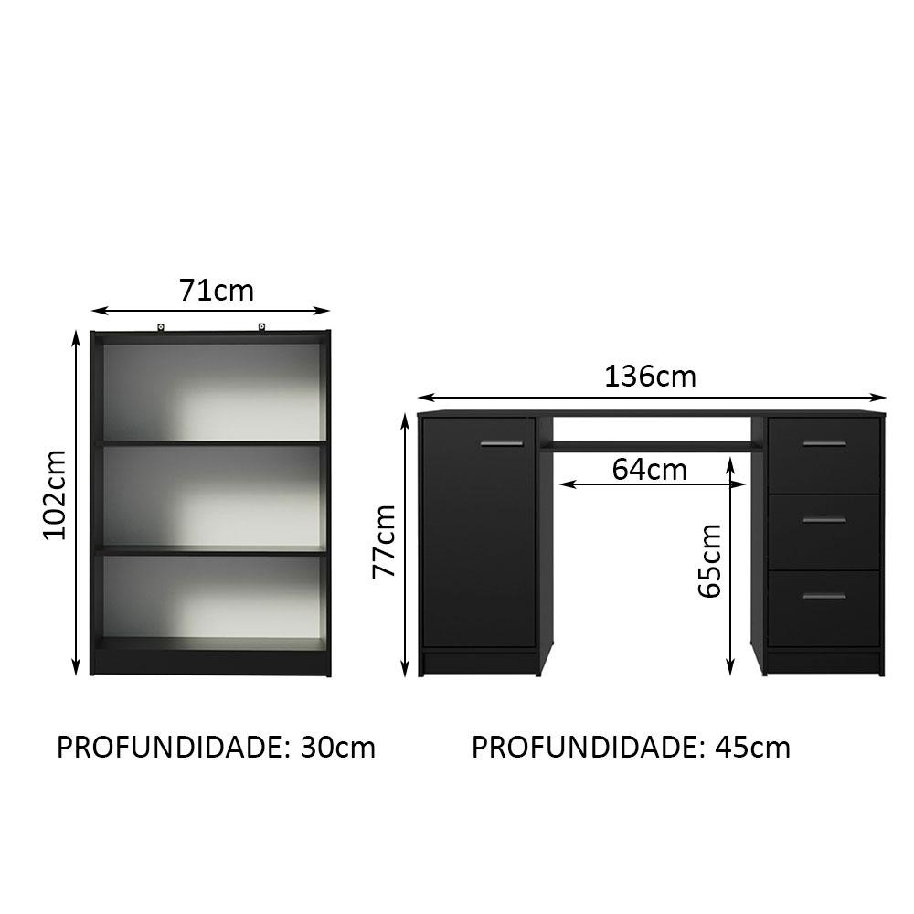 Foto 3 | Escritorio Madesa Alaska Y Librero Organizador 6907 Negro