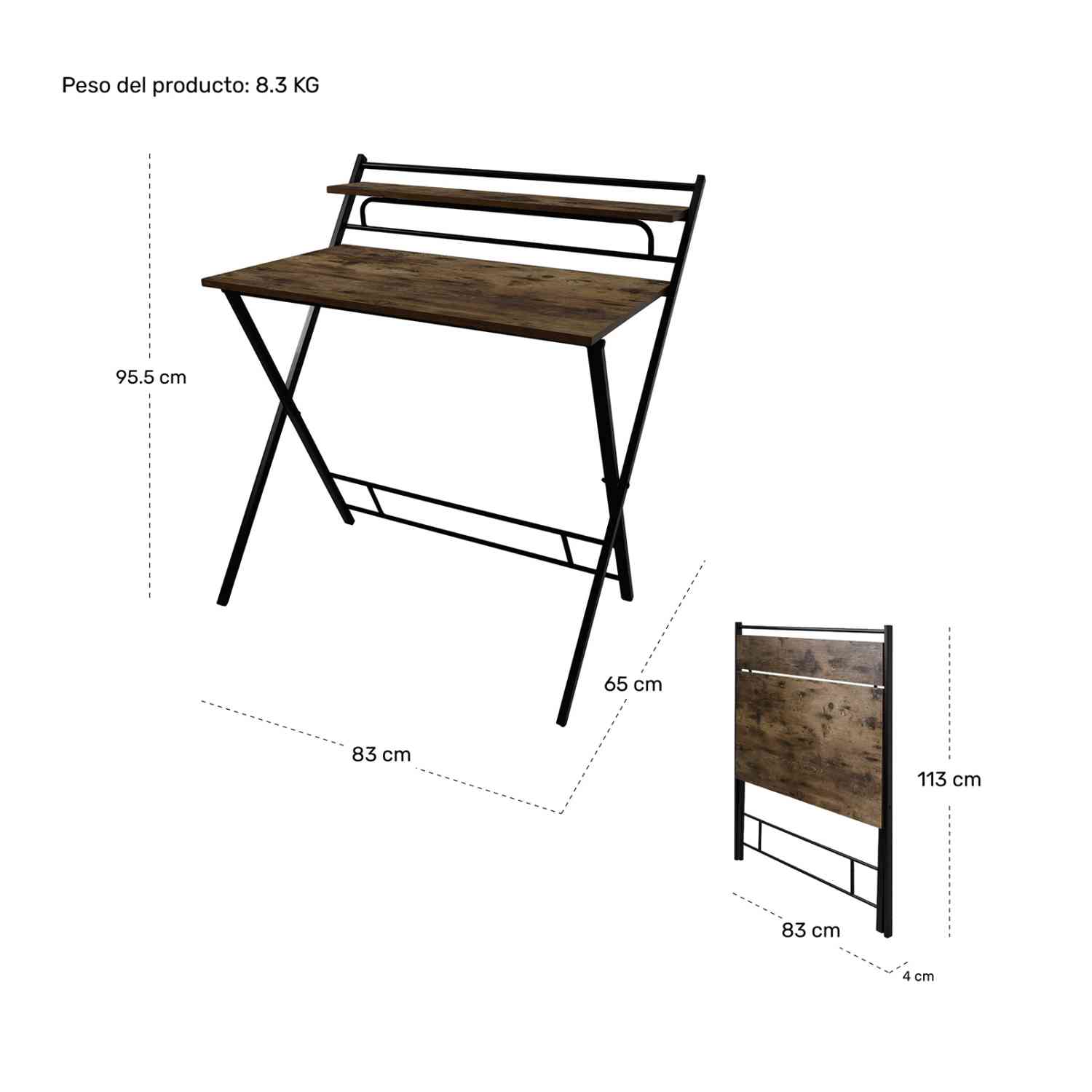 Foto 9 pulgar | Escritorio Plegable Rack & Pack 2 Niveles