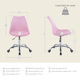 Foto 3 | Silla De Oficina Elly Cherry Color Rosa