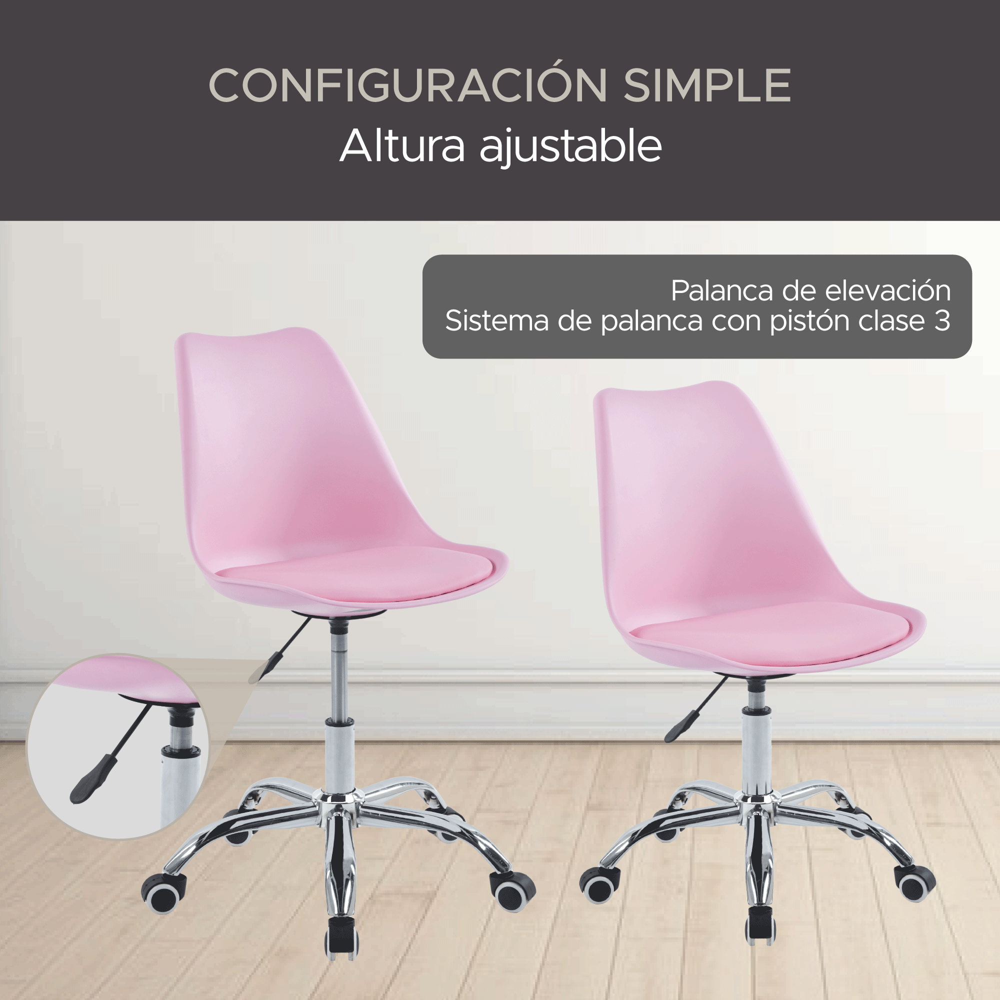 Foto 4 | Silla De Oficina Elly Cherry Color Rosa