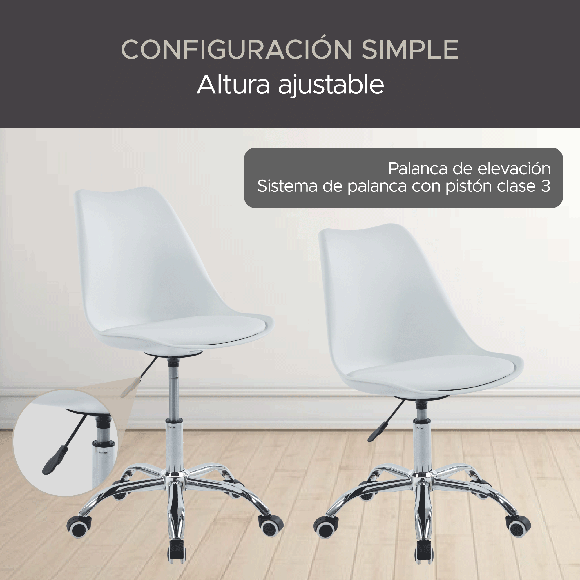 Foto 4 | Silla De Oficina Elly Cherry Color Blanco