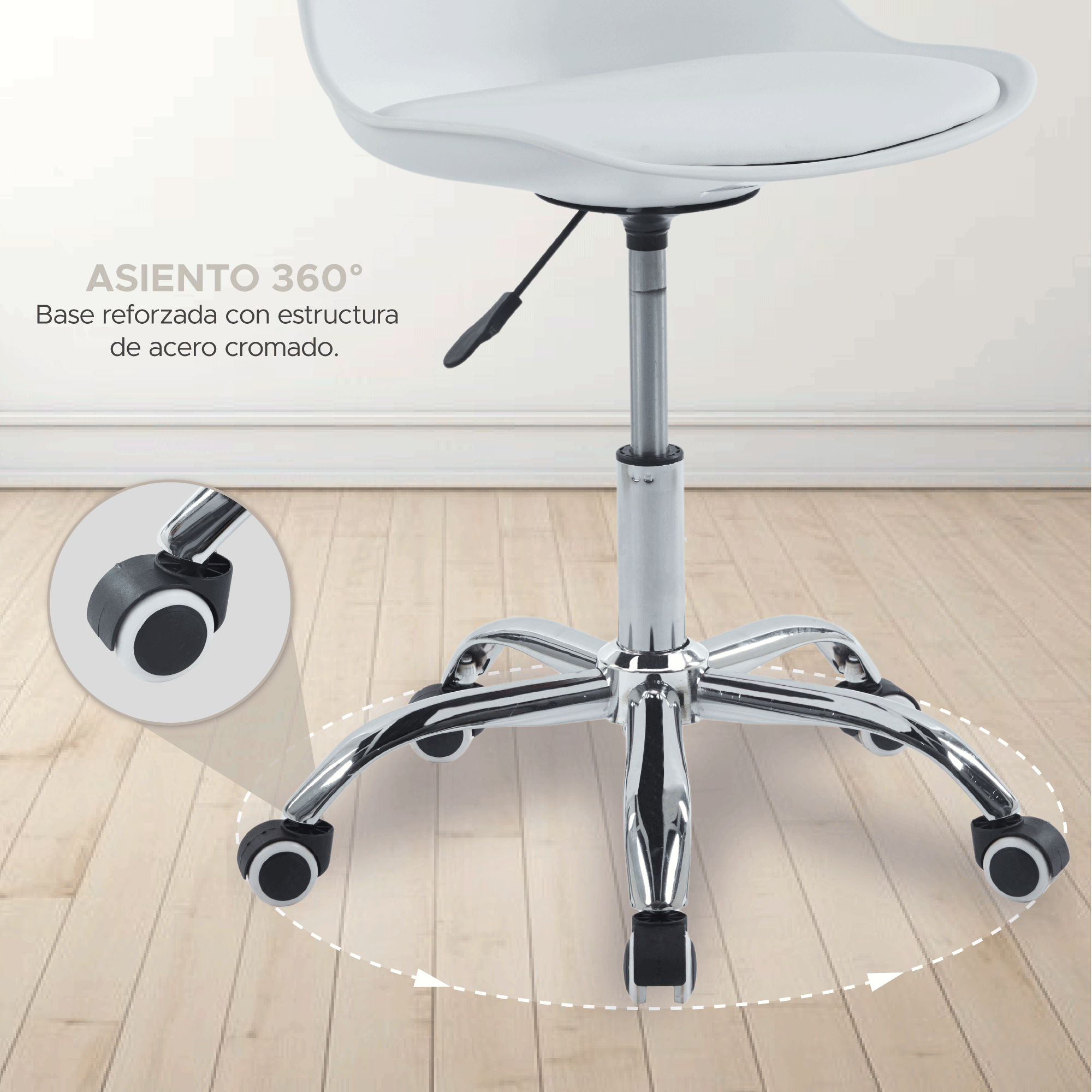 Foto 6 pulgar | Silla De Oficina Elly Cherry Color Blanco