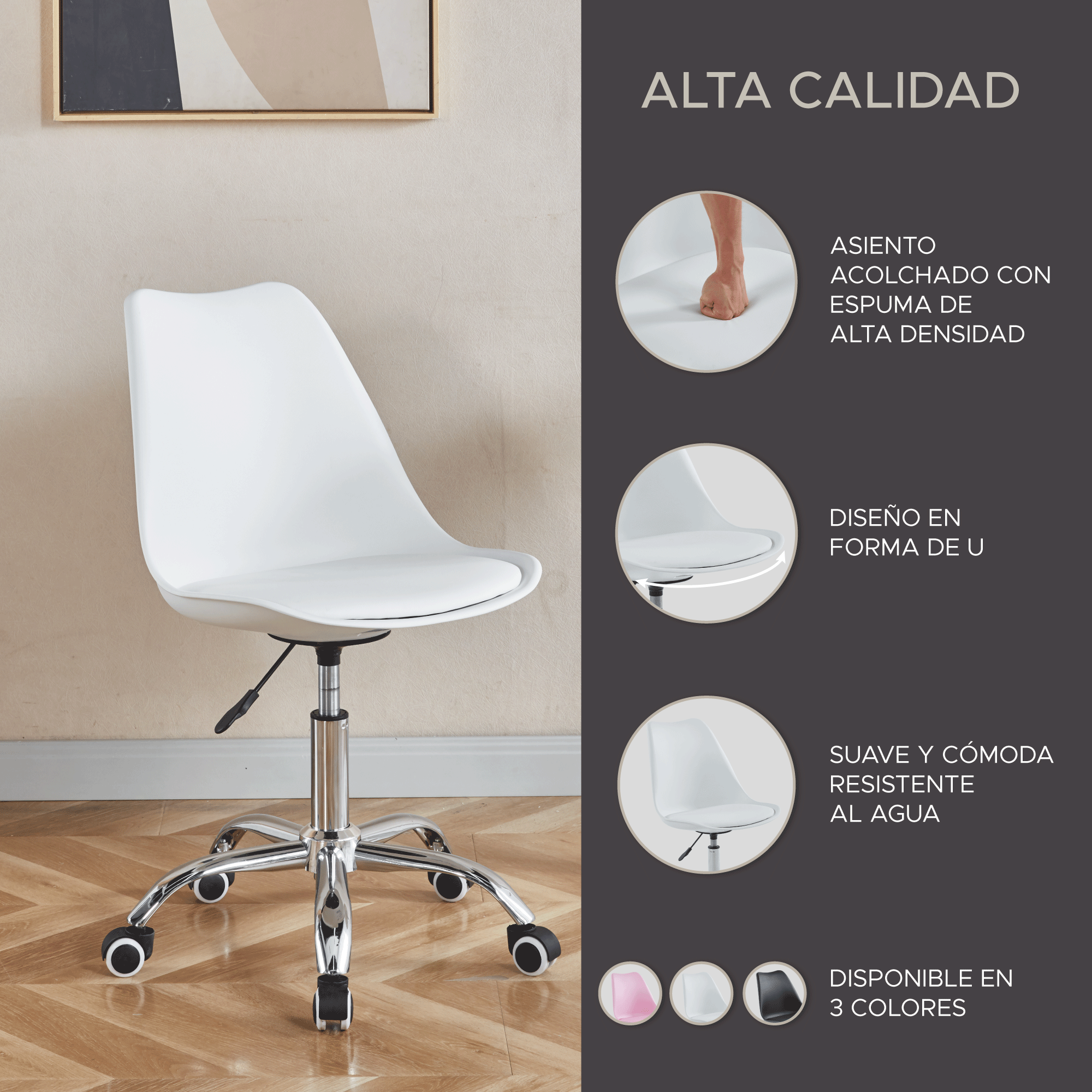 Foto 6 | Silla De Oficina Elly Cherry Color Blanco