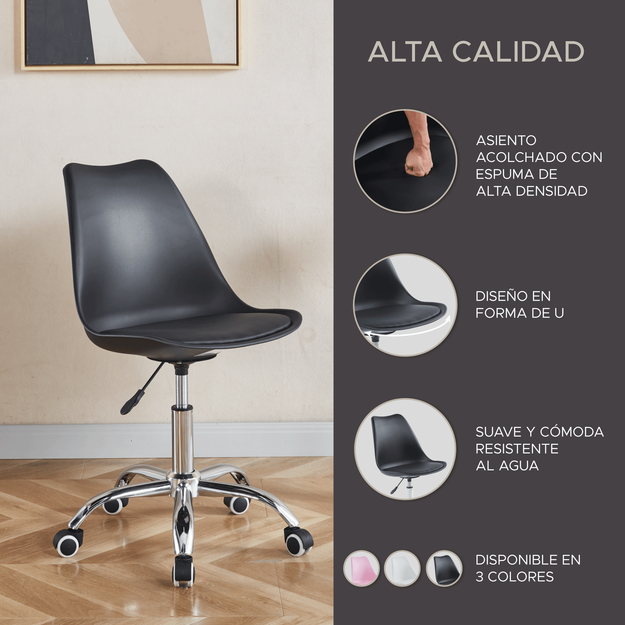 Foto 6 | Silla De Oficina Elly Cherry - Color Negro