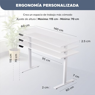 Foto 3 | Escritorio Eléctrico Ajustable Titano Perspective Blanco