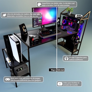Foto 2 | Escritorio Gamer Ambientika Modelo J Negro