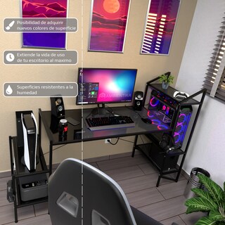 Foto 4 | Escritorio Gamer Ambientika Modelo J Negro
