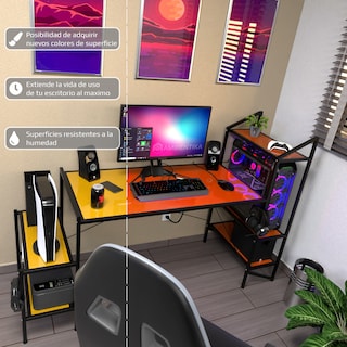 Foto 4 | Escritorio Gamer Ambientika Modelo J Amarillo