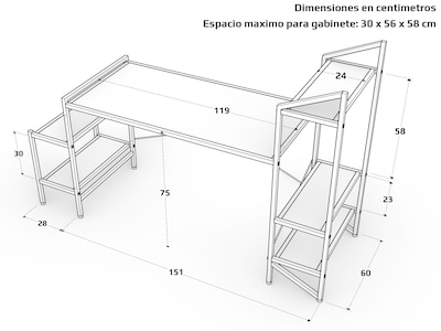 Foto 3 | Escritorio Gamer Ambientika Modelo J Blanco