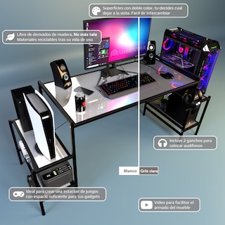 Foto 2 | Escritorio Gamer Ambientika Modelo N Blanco