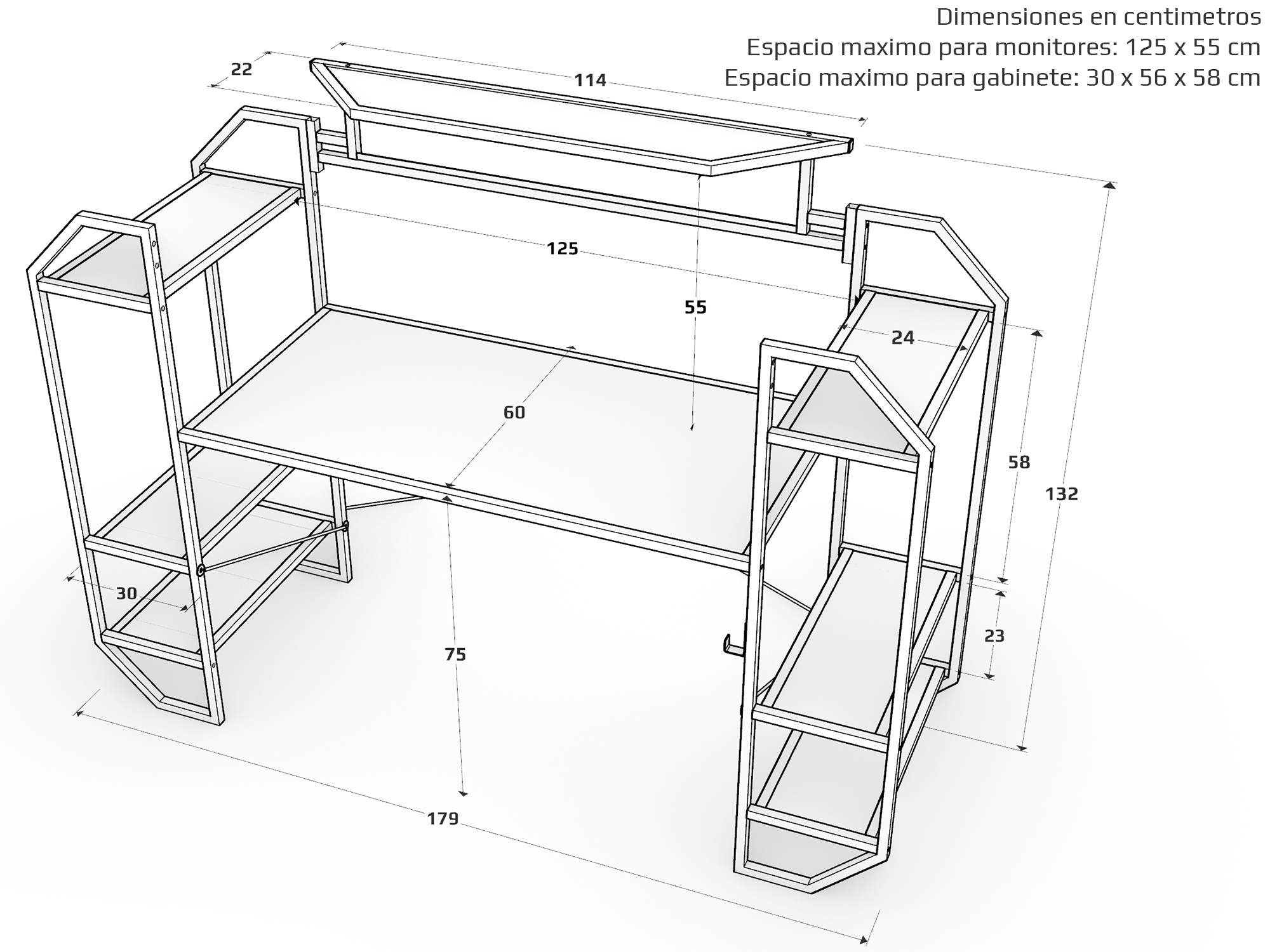 Foto 3 | Escritorio Gamer Ambientika Modelo H