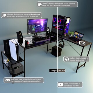 Foto 2 | Escritorio Gamer Ambientika Modelo L Negro