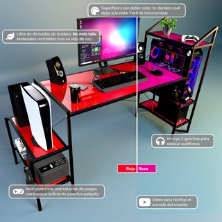 Foto 2 | Escritorio Gamer Ambientika Modelo J Rojo
