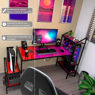 Foto 4 | Escritorio Gamer Ambientika Modelo J Rojo