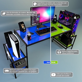 Foto 2 | Escritorio Gamer Ambientika Modelo N Azul