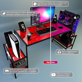 Foto 2 | Escritorio Gamer Ambientika Modelo N Rojo