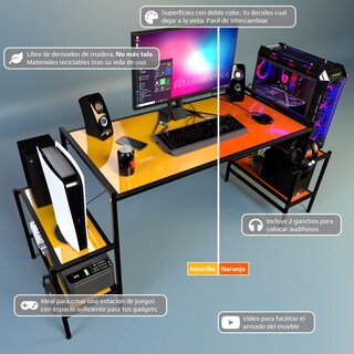 Foto 2 | Escritorio Gamer Ambientika Modelo N Amarillo