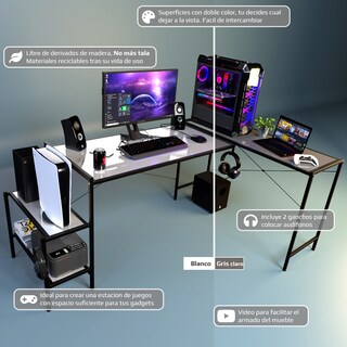 Foto 2 | Escritorio Gamer Ambientika Modelo L Blanco