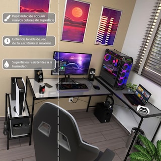 Foto 4 | Escritorio Gamer Ambientika Modelo L Blanco