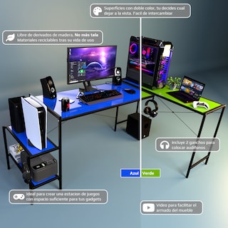 Foto 2 | Escritorio Gamer Ambientika Modelo L Azul