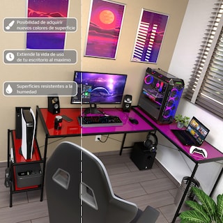 Foto 4 | Escritorio Gamer Ambientika Modelo L Rojo