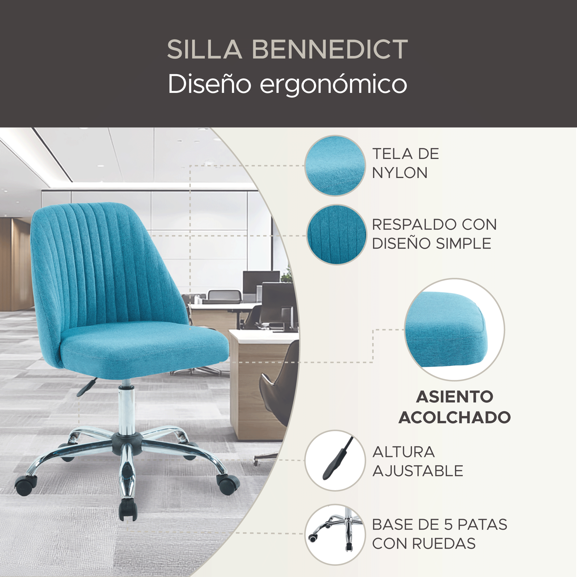 Foto 2 | Silla Elly Decor Bennedict  Azul