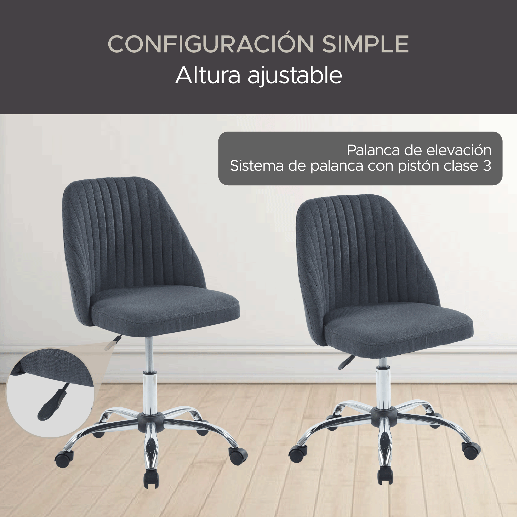 Foto 6 pulgar | Silla Elly Decor Bennedict Gris Oscuro