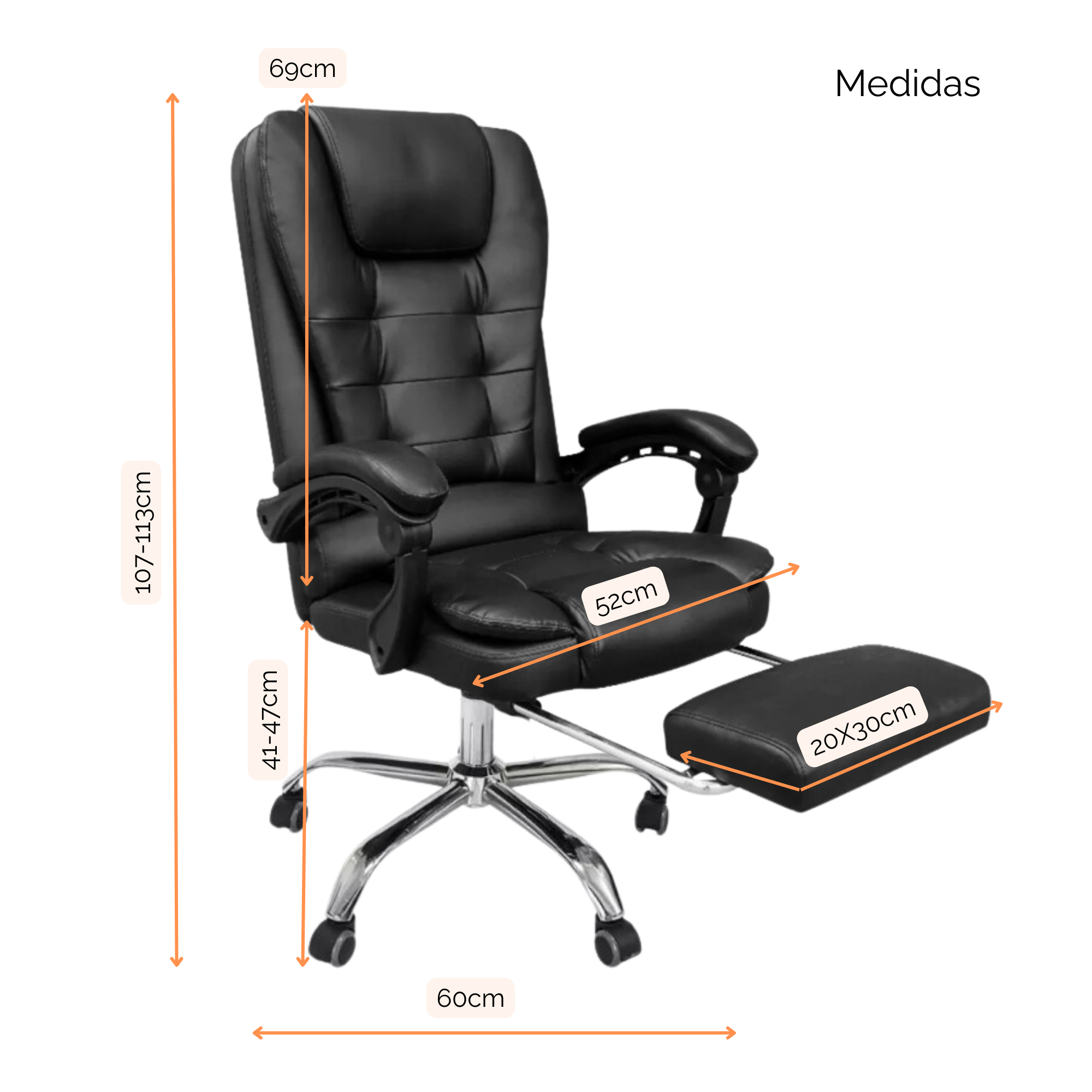 Foto 3 pulgar | Silla de Oficina Ejecutiva Ergonómica Ajustable Reclinable Presidencial
