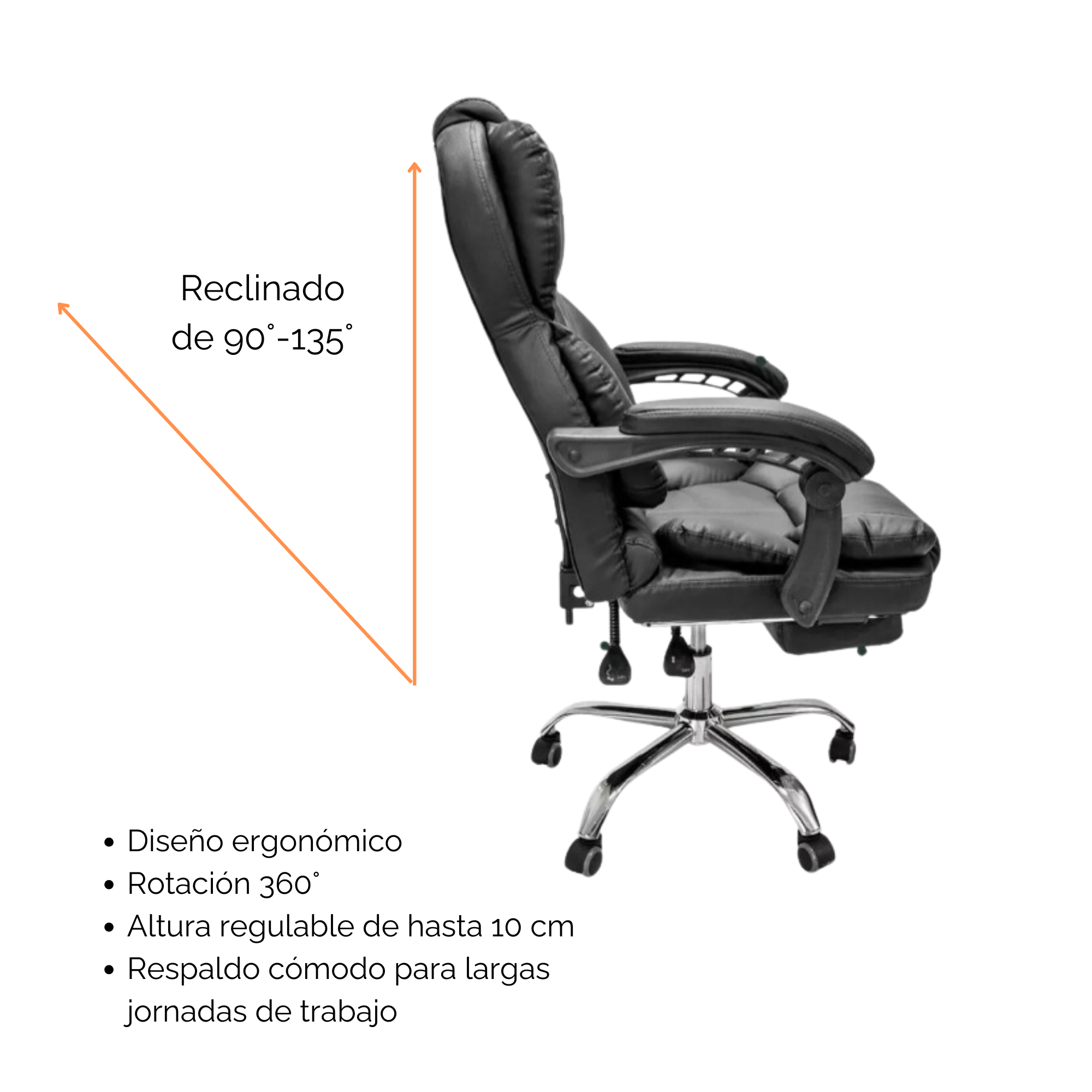 Foto 7 pulgar | Silla de Oficina Ejecutiva Ergonómica Ajustable Reclinable Presidencial