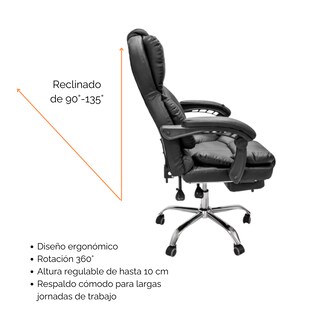 Foto 6 | Silla de Oficina Ejecutiva Ergonómica Ajustable Reclinable Presidencial