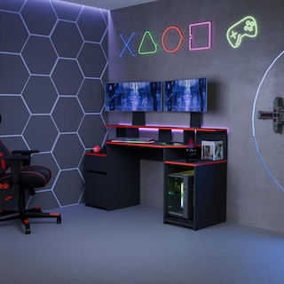 Foto 3 | Escritorio Gamer Ares Color Wengue Rojo