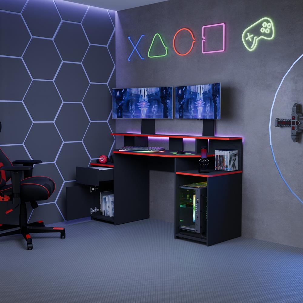 Foto 4 | Escritorio Gamer Ares Color Wengue Rojo