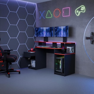 Foto 4 | Escritorio Gamer Ares Color Wengue Rojo