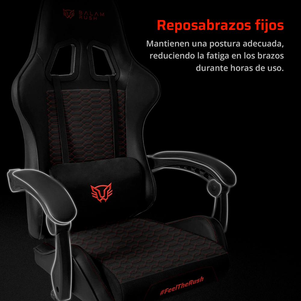 Foto 4 pulgar | Silla Gamer Balam Rush Power Rush V2 Ergonomica Reclinable 135° 120kg Negro /rojo